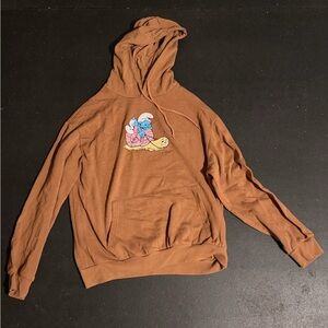 Brown Hoodie with Cartoon Graphic